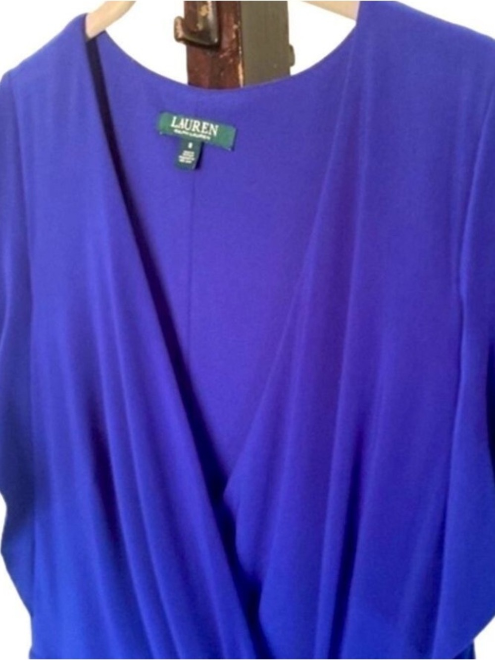 Ralph Lauren Formal Royal Blue Dress Floor Length Gown Wrap Ruffle + Flutter 8 - Picture 5 of 12